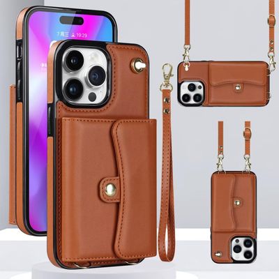 xinyunew iPhone 15 Pro Max Case with Strap, Brown