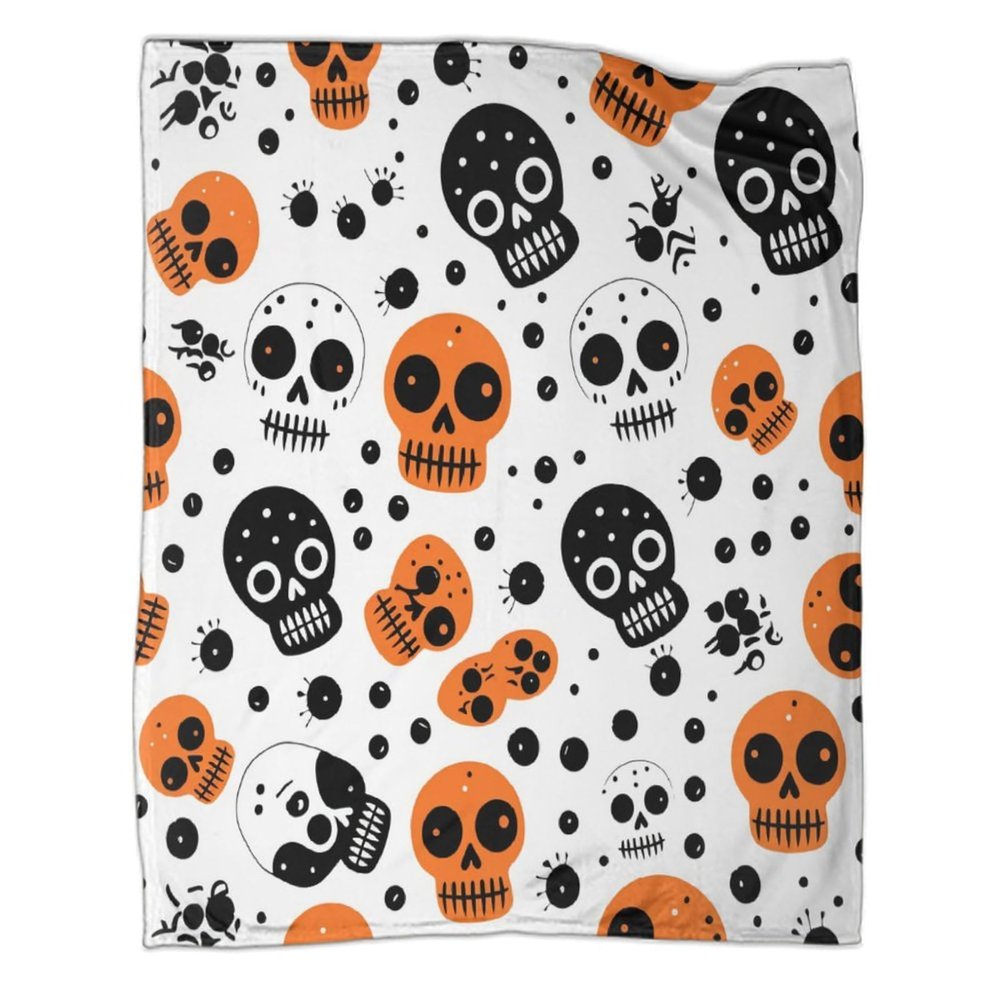 VFKLZCNYR Skull Kids Blanket for Boys, Tie-Dyed Soft Flannel Fleece 3D Couch Throw, 50 x 60 in (127 x 152 cm)