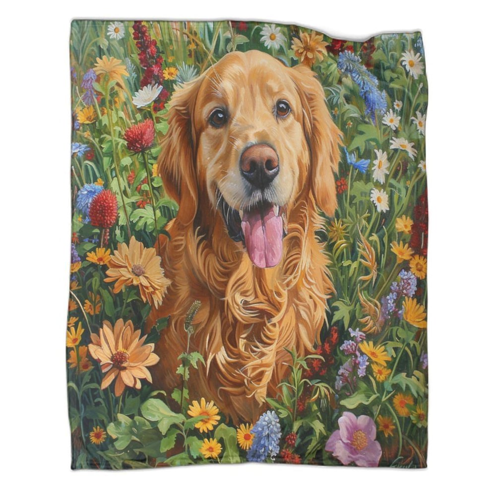 Golden Retriever Kids Blanket for Boys, Soft Tie-Dyed Flannel Fleece, 3D Printed Couch Blanket, 70 x 80 in (180 x 200 cm)