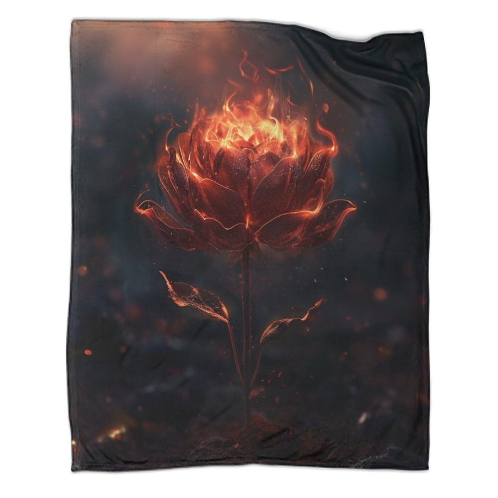 Burning Roses Cozy Plush Blanket, Ultra-Soft Microfleece, 3D-Printed Flannel Sofa Throw, 80 x 90 in (200 x 230 cm)