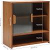 Small Bamboo Sideboard with 3 Tiers and 2 Striped Glass Sliding Doors view 2