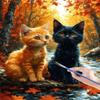 Forest Paint by Numbers for Adults, Cat Design with Wrinkle-Free Canvas, Brushes and Acrylic Paint, DIY Hand-Painted Artwork Kit for Home Decor, Gift, 50 x 65 cm, 5Q-3 view 1
