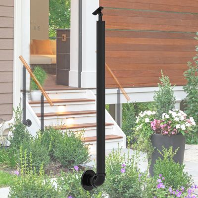 MarxaN L-Shaped Handrail Baluster for Outdoor Stairs, Side-Mounted Wrought-Iron Post, Black Metal Round Tube, Simple Modern Railing Post for Indoor Use (85 cm/33.5 in)