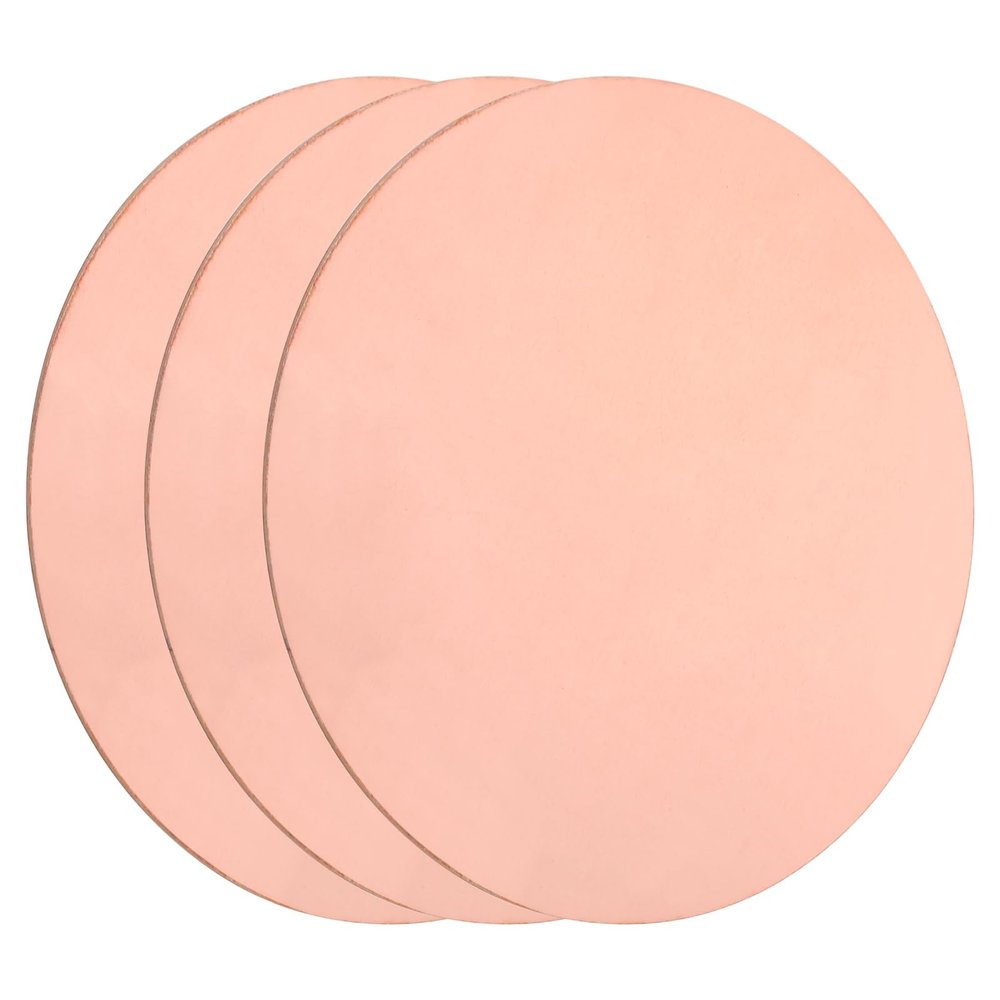 sourcing map Round Copper Plate, 1 mm Thick, 100 mm Diameter, Pure Copper Sheet, T2 Copper Plate, Round Disc, Brass Round Gaskets for Metal Stamping and Crafts, 3 Pcs