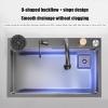 Waterfall Kitchen Sink with Single Bowl, Pull-Down Faucet and Cup Washer, Black, 68 x 45 x 21 cm view 3