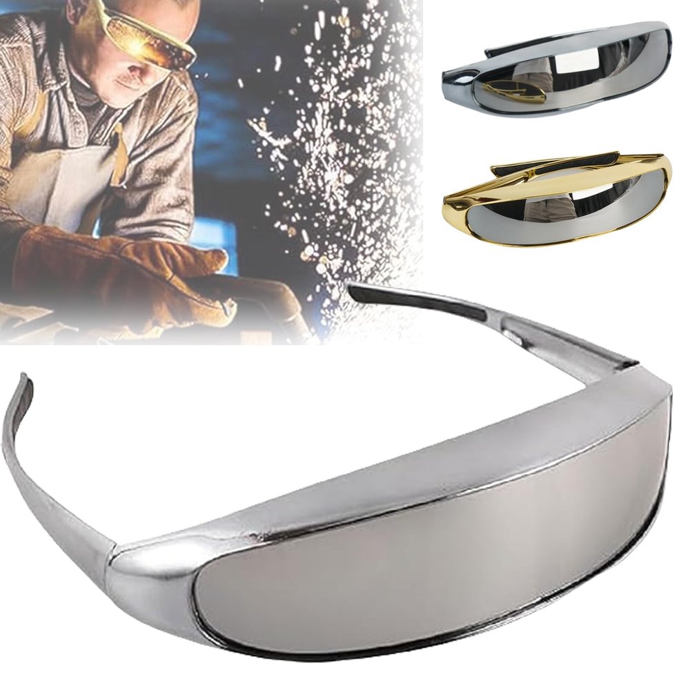 Protective One-Piece Mirrored Welding Goggles for Men, Scratch-Resistant (Silver)