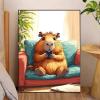 Capybara Paint by Numbers Kit for Adults, Unframed DIY Canvas with 3 Brushes and Acrylic Paint, 90 x 120 cm, L-758 view 2