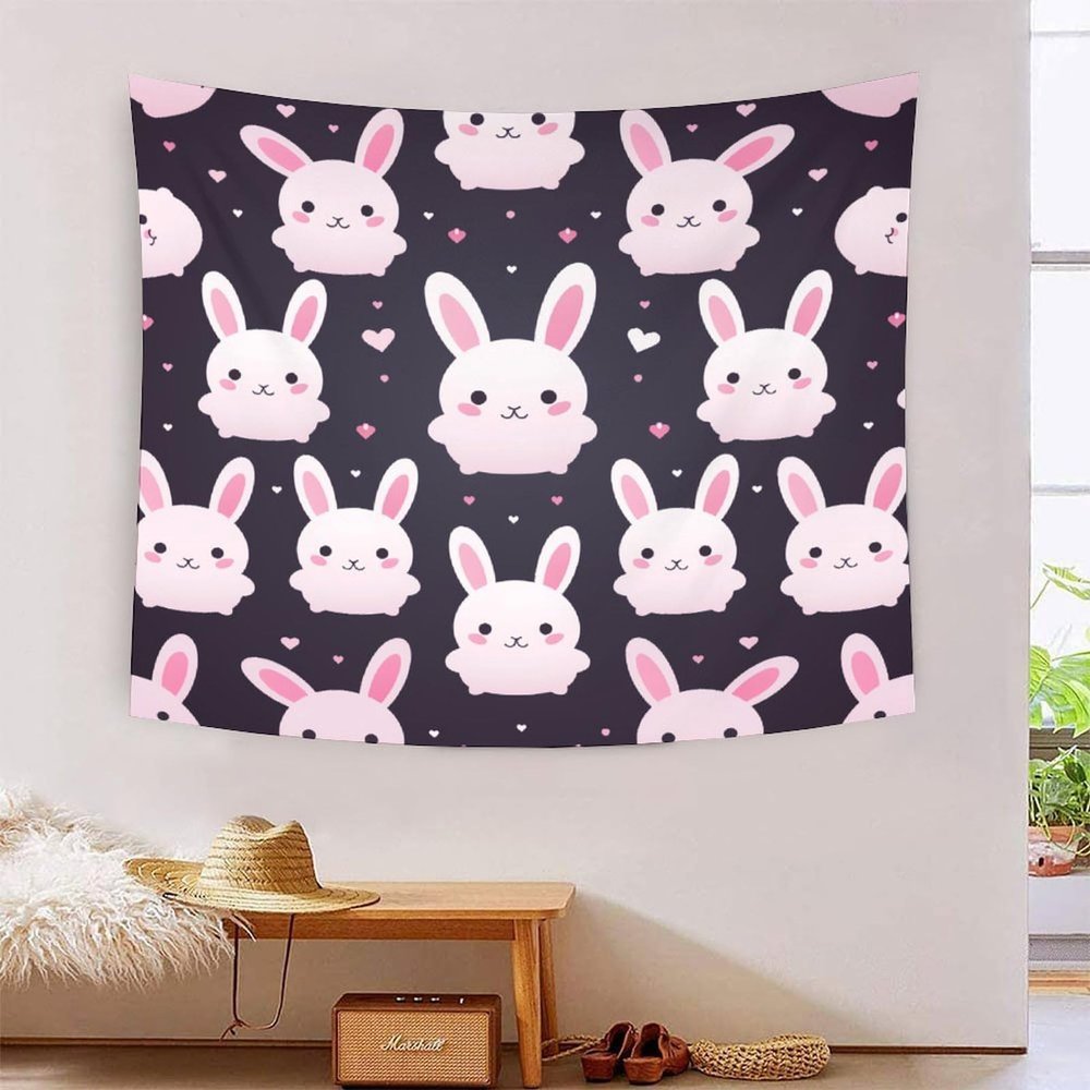 3D Rabbit Print Wall Tapestry, 100 x 150 cm