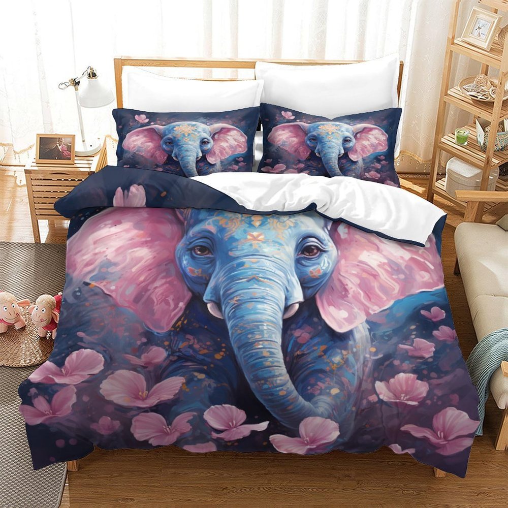 Elephant Duvet Cover Set for Kids, Double 200 x 200 cm