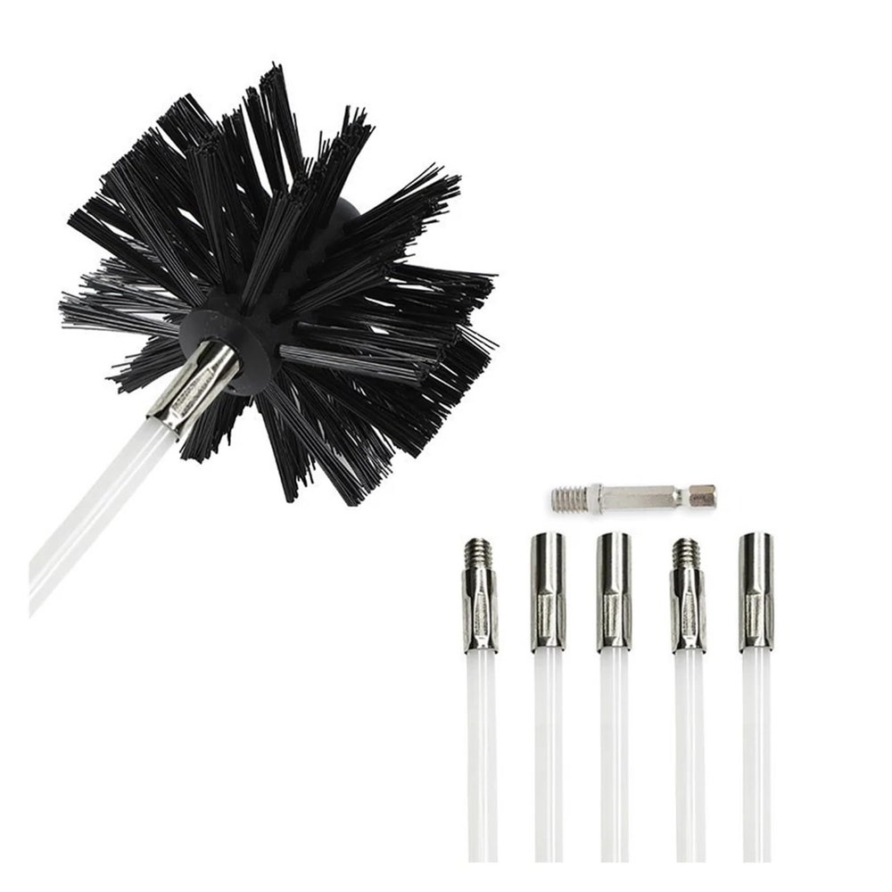150 mm Rotating Chimney Brush with Long Handle, 6 x 410 mm Flexible Rods