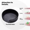 Round Leather Rose Coasters with Holder, Non-Slip, 6-Piece Set view 3