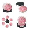 Round Leather Rose Coasters with Holder, Non-Slip, 6-Piece Set view 4