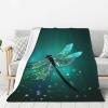 WSHFFILO Galaxy Dragonfly Print Plush Blanket, Four-Season Warm Blanket view 1