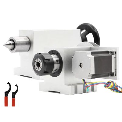 QQXUAN ER32 Chuck 4th-Axis + Tailstock CNC Rotary Dividing Head, 6:1 A-Axis Kit