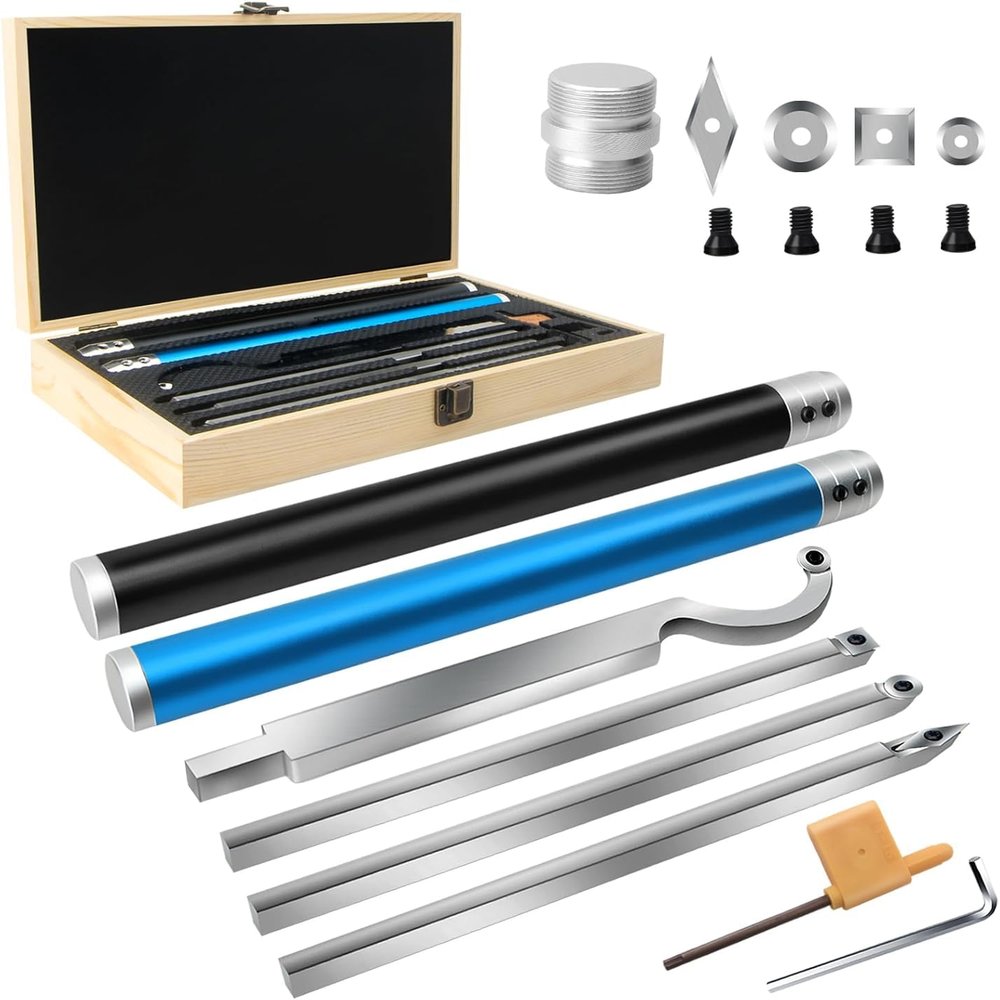 Carbide-Tipped Woodturning Tool Set with Removable Handle