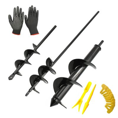 QQXUAN Improved 3-Piece Planting Auger Set, 1.6 x 9 in, 2 x 16 in and 3 x 12 in, for Hex-Drive Drills