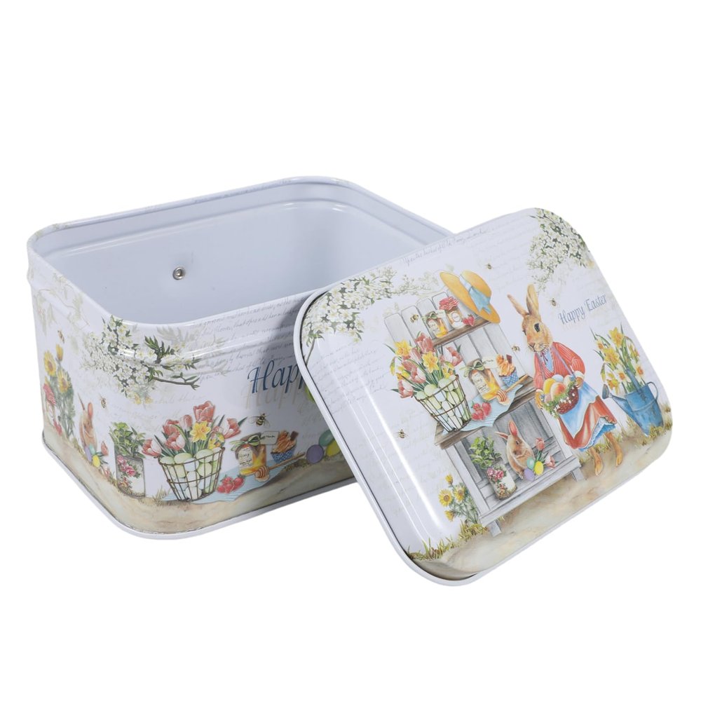 MOLUCKFU Cookie Tin with Lid and Handle, Decorative Storage Container for Sweets and Small Items