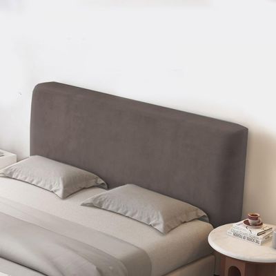 JANEMUA Universal Bed Headboard Cover, Velvet Protector for Bedroom Decor, Elastic Headboard Cover for Twin, Full & King Beds, Brown, 180 cm
