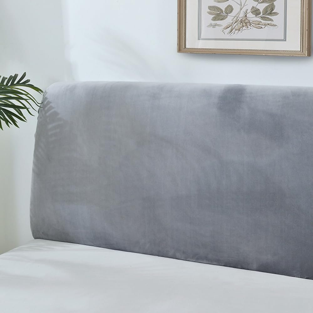 JANEMUA Dustproof Headboard Cover, Washable Elastic Slipcover, Gray, 150–165 cm