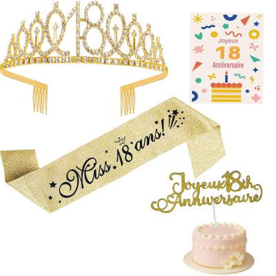 18th Birthday Sash and Tiara, Gold