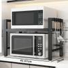 Adjustable 2-Tier Microwave Stand with Expandable Shelf and 6 Hooks, Heavy-Duty Metal Kitchen Rack view 2