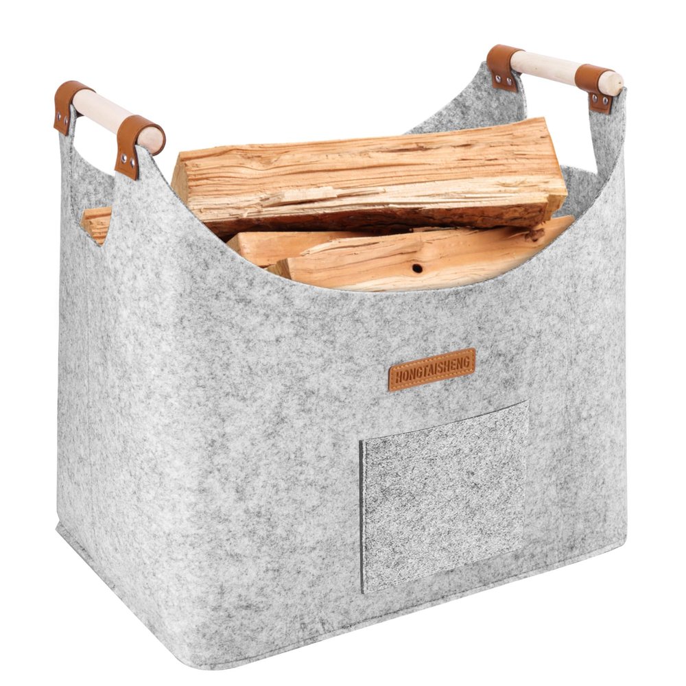 XL Foldable Firewood Basket for Fireplace Logs, 3 mm, 14 kg, Misty Gray
