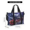 Women's Travel Duffel Bag, Snowy Night Santa and Deer Print, Black, One Size view 2