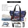 Women's Travel Duffel Bag, Snowy Night Santa and Deer Print, Black, One Size view 4
