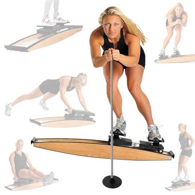 Ski Training Machine, Indoor Ski Simulator with Poles and Mat
