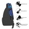 QMNKLET Blue Owl Sling Backpack, Black, One Size view 4