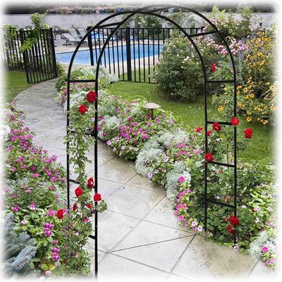 Black Metal Garden Arbor, 260 x 230 cm, Sturdy Wedding Arch for Terrace, Climbing Plants and Party Decor