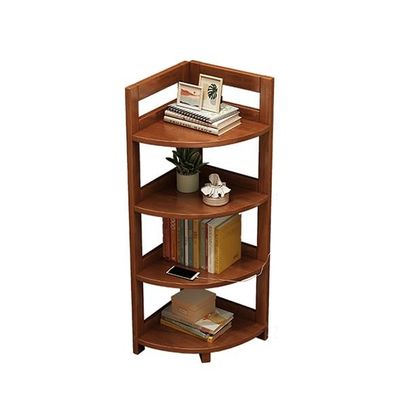Solid Wood Corner Bookshelf, Multi-Tier Storage Rack & Desktop Organizer