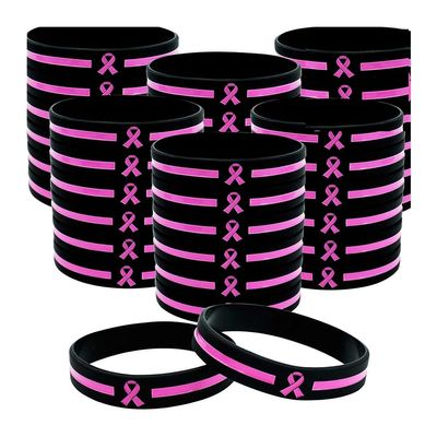 Fangxuee 36-Piece Breast Cancer Awareness Wristbands, Bulk Pack, Simple Silicone Wristbands