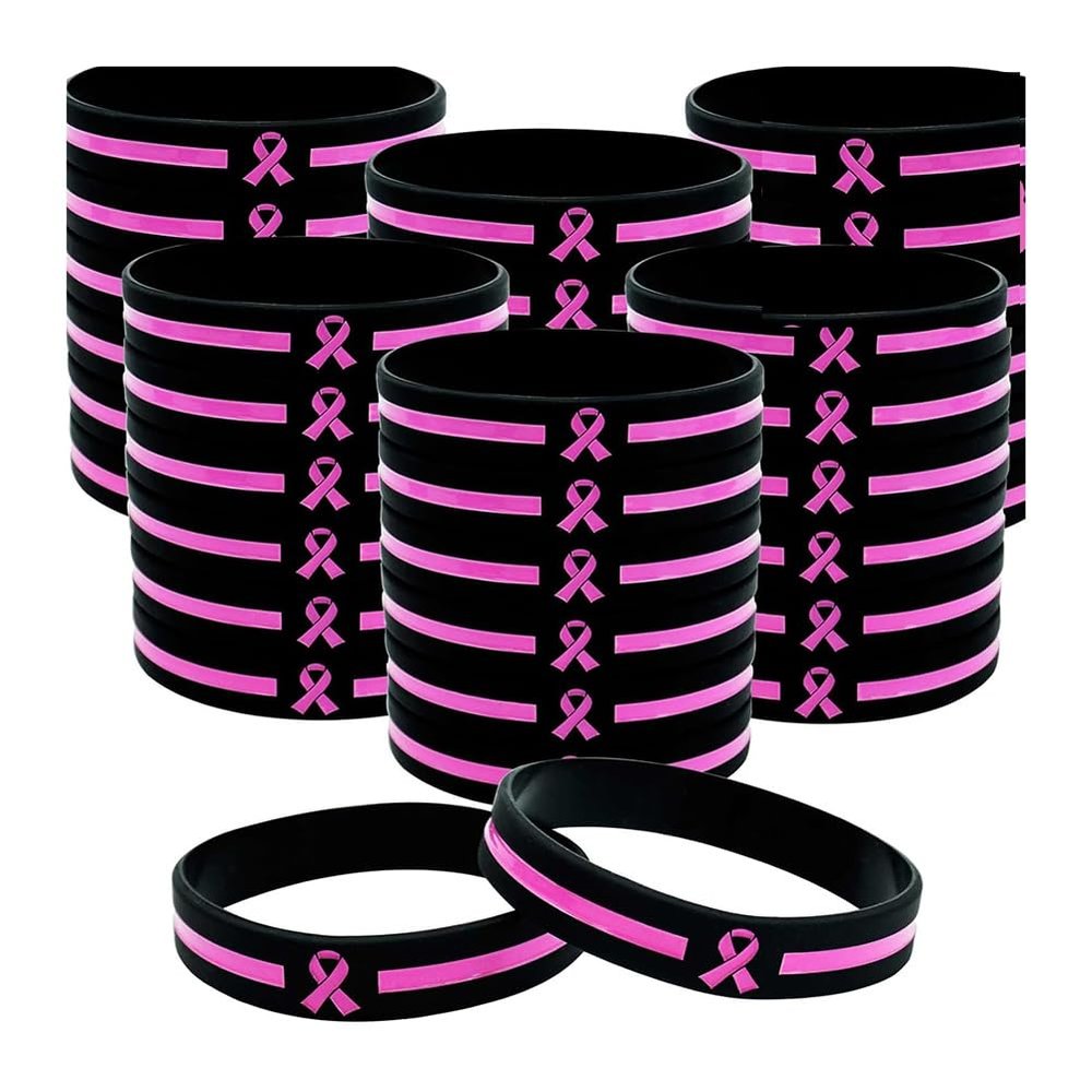 Fangxuee 36-Piece Breast Cancer Awareness Wristbands, Bulk Pack, Simple Silicone Wristbands