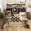 Boho Skeleton Duvet Cover Set, Gray, Gothic Crow Pattern view 1