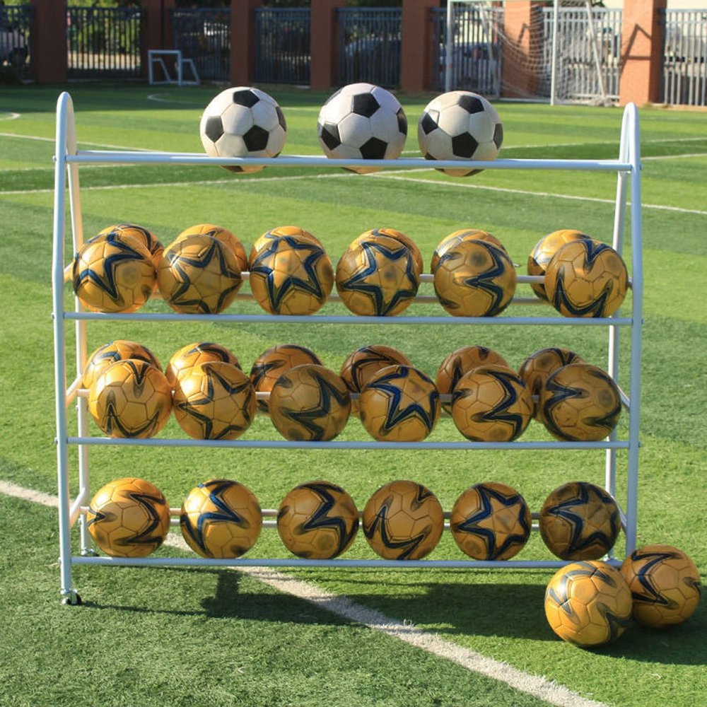Generic 4-Tier Ball Storage Cart with Wheels, Black and White