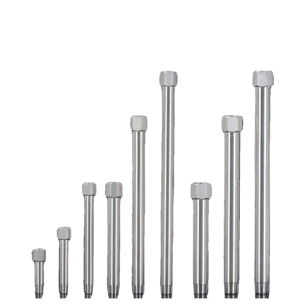RVBLRDSE 1-Piece BSP Female-to-Male 304 Stainless Steel High-Pressure Pipe Coupler, 1/8", 1/4", 3/8", 35/50/75/100–300 mm, for Mold, Water, and Gas (16)