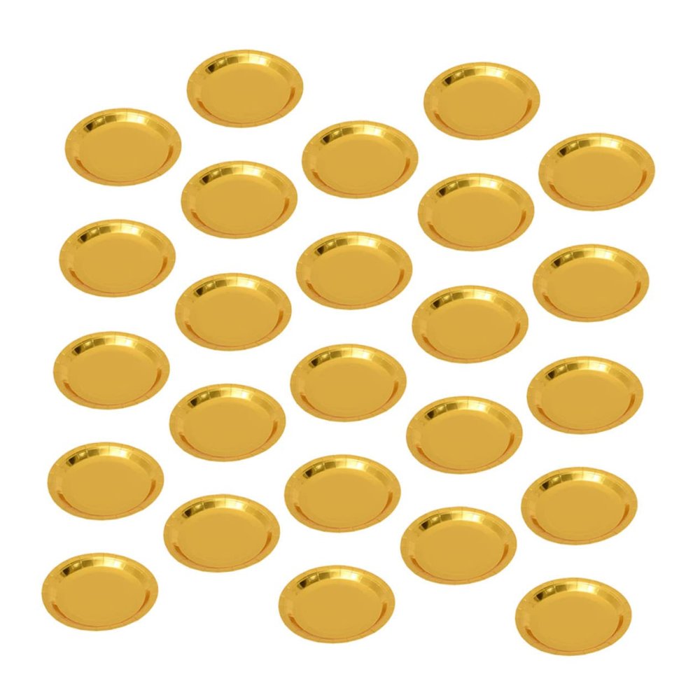 MOLUCKFU 25 Gold Disposable Paper Plates, Round