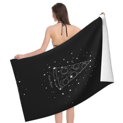 ESNAIUVCD Microfiber Beach Towel with Pizza Constellation Print, Quick-Drying Large Bath, Travel and Camping Towel, 130 x 80 cm
