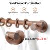 IUokLU Small Single Window Rod, Natural Wood, 25 cm, with Brackets and Rings, Style 2—180 cm/71 in view 2