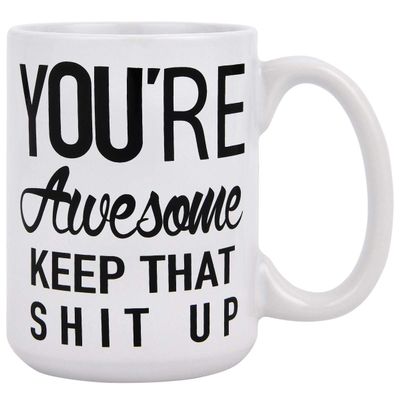 HSIRYAOHD Funny Coffee Mug with “You Are Awesome” Text, Birthday Gift for Men and Women, 425 ml, 325 ml