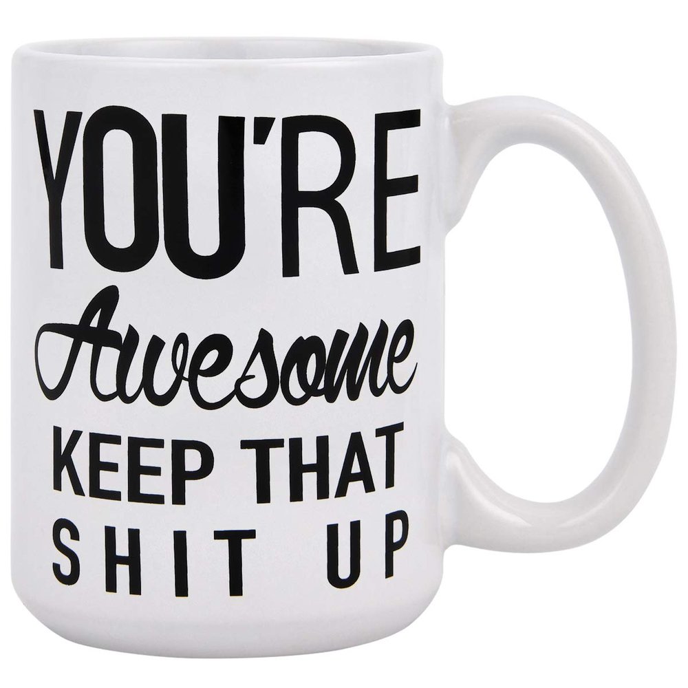 HSIRYAOHD Funny Coffee Mug with “You Are Awesome” Text, Birthday Gift for Men and Women, 425 ml, 325 ml