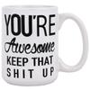 HSIRYAOHD Funny Coffee Mug with “You Are Awesome” Text, Birthday Gift for Men and Women, 425 ml, 325 ml view 1