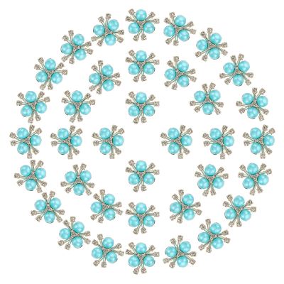 PATIKIL 40 Pcs Blue Pearl Flower Rhinestone Buttons