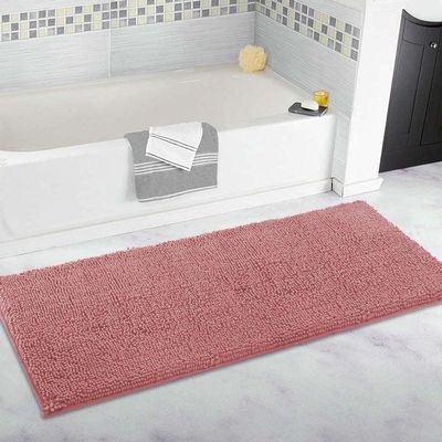 Extra-Plush Chenille Bathroom Runner Rug, Non-Slip, Highly Absorbent, Rose (60 x 160 cm)