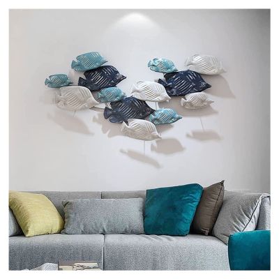 WJFTODAY 3D Fish Metal Wall Sculpture, Water-Themed Decor