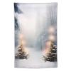 KWQDOZF Winter Christmas Tree and Happy New Year Wall Tapestry, Snowy Forest Fabric Wall Hanging, 101.6 x 152.4 cm view 1