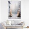 KWQDOZF Winter Christmas Tree and Happy New Year Wall Tapestry, Snowy Forest Fabric Wall Hanging, 101.6 x 152.4 cm view 3