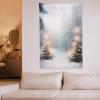 KWQDOZF Winter Christmas Tree and Happy New Year Wall Tapestry, Snowy Forest Fabric Wall Hanging, 101.6 x 152.4 cm view 4