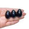 30 mm Natural Quartz Stone Egg, Hand-Polished, Amethyst Agate, Jade, Yoni Eggs, Home & Garden Decor, Crafting, Gift Ornament, 3-Piece Obsidian view 1